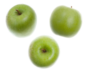 Green present apple.Object on a white background.