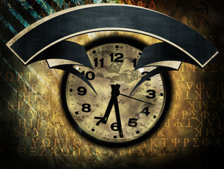  old timepiece and a banner with room for your text