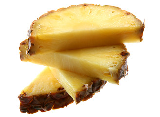 Pineapple fruit slice isolated on white background