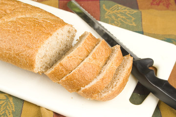 Loaf of sliced fresh bread