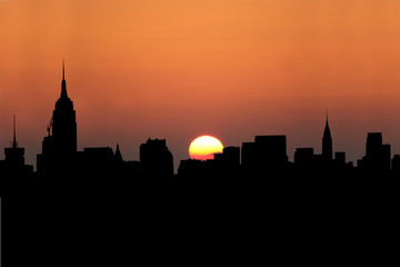 Fototapeta na wymiar Midtown Manhattan at sunset illustration