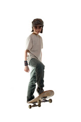 Fototapeta premium A young girl on a skateboard