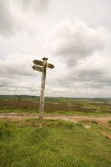 Sign Post on Penistone Hill near Haworth in Bronte country
