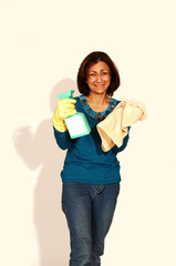 Woman cleaning the house.