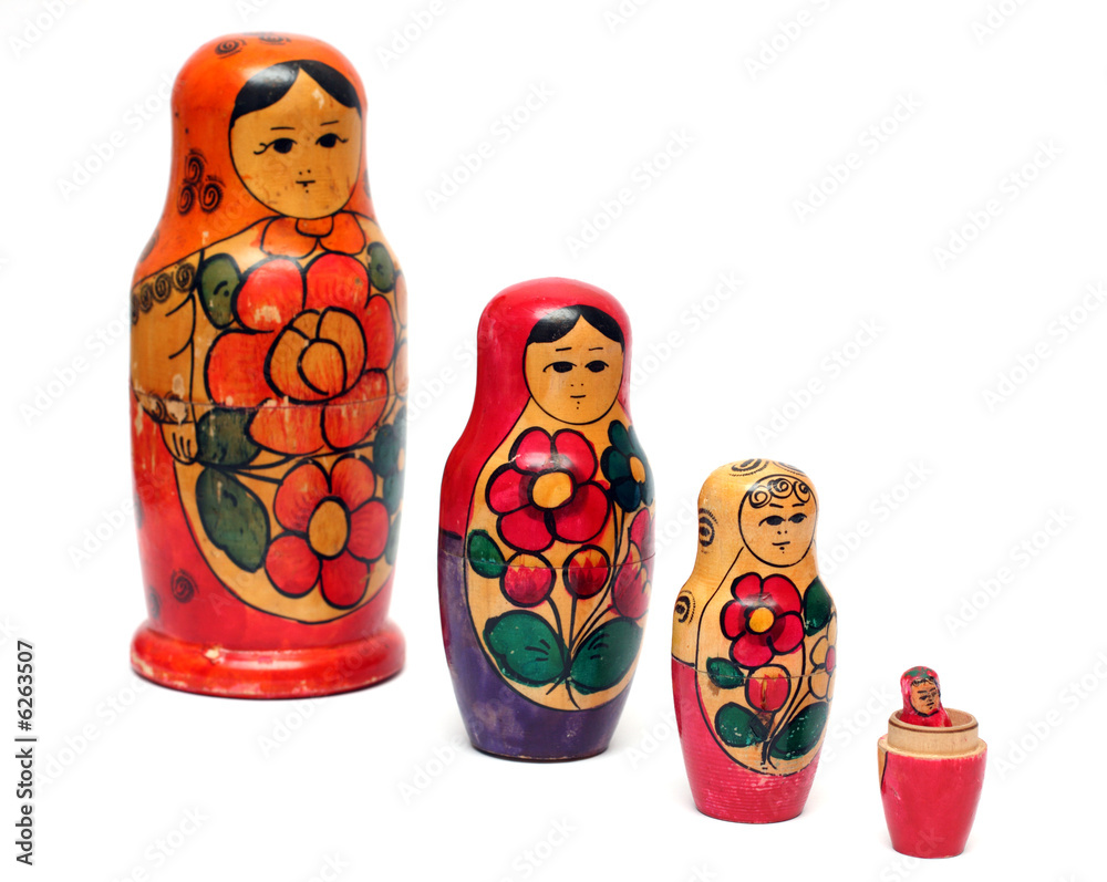 Wall mural russian wooden dolls row - 