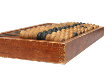 old wooden abacus - obsolete calculator isolated on white