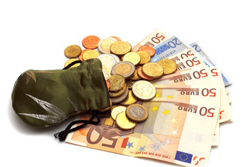 money on white background