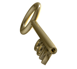 key in gold with COM text (3d)