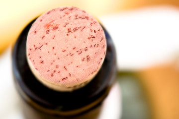 Wine bottle cork. Beverage concept background