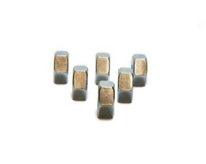 Six screw nuts, piramid, slose up, steel