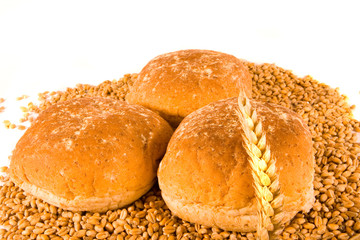 Three Bread Rolls on Grain