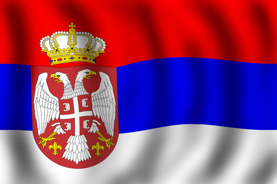 Serbian flag waving on the wind