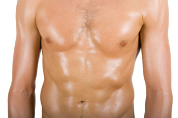 Torso of young tanned man