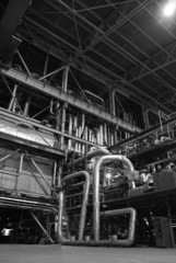 different size and shaped pipes at a power plant