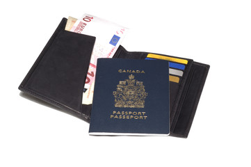 Fototapeta premium Canadian passport and a wallet 
