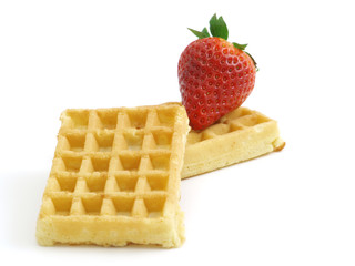 wafer with strawberry isolated on white background