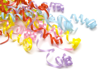 Obraz na płótnie Canvas Colorful festive ribbons on a white background