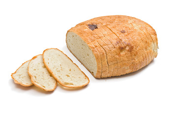 Sliced white bread and several slices (isolated on white)