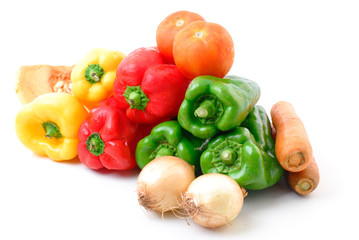 Fresh vegetables from the market on white .