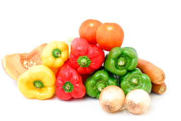 Fresh vegetables from the market on white .