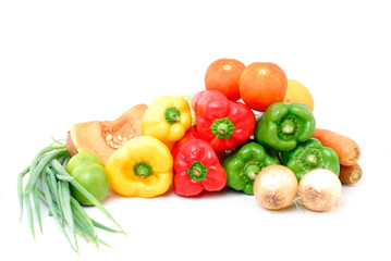 Fresh vegetables from the market on white.