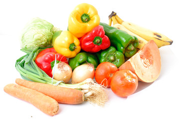 Raw Fresh Vegetables on white background .
