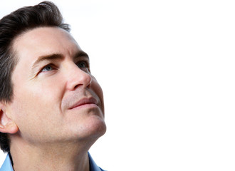 Fototapeta premium Smiling handsome businessman. Isolated over white background.