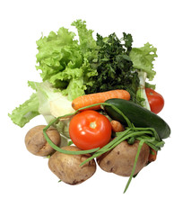 Fresh vegetables on white background