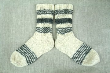 Woolen, traditional, warm  socks made by Polish highlanders.