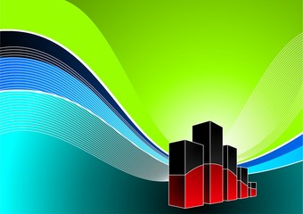 vector diagram illustration with line on wave background