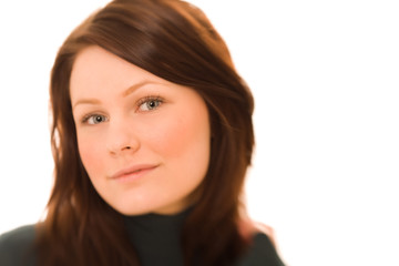 Fototapeta premium Portrait of young beautiful woman on white background