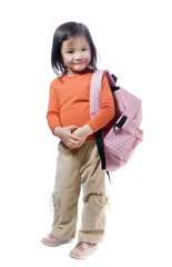 A young girl is ready for school. Education, Future