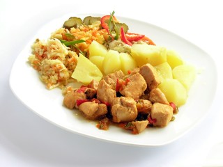 chicken meat in goulash for lunch
