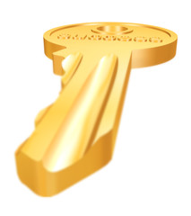 golden key on white background