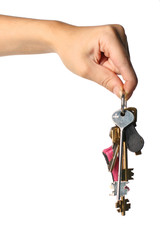 girl hand take key in fingers