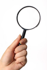 research magnifier hand take in fingers