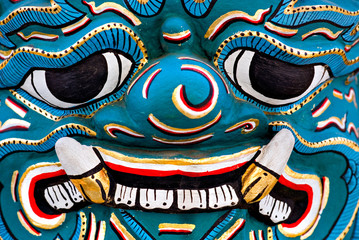 Warrior Face in a Temple, bangkok.