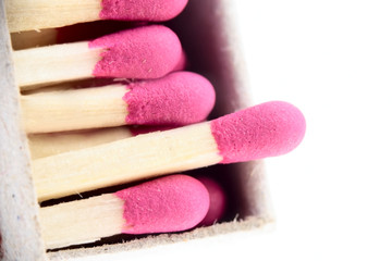 matches with red heads as macro shoot