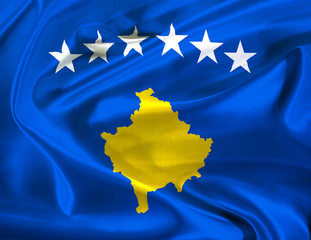 the newly designed flag of the balkan country of kosovo