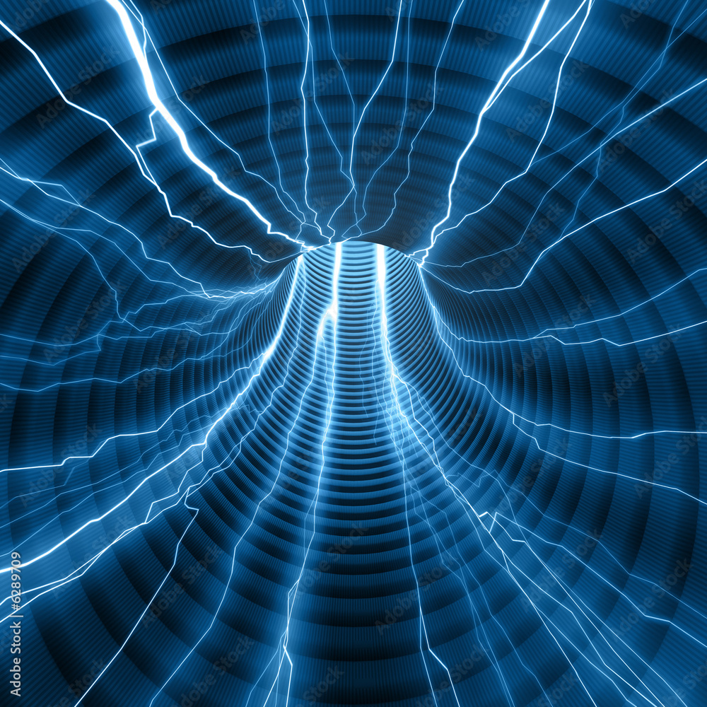 Fototapete abstract tunnel with rays passing inside. concept of energy.