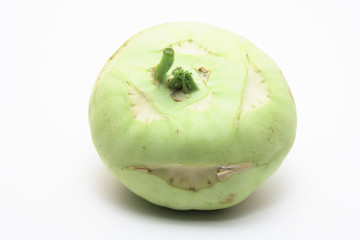 Fresh kohlrabi on a white background