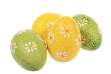 flower painted Easter eggs isolated on white