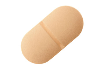 Pill close up isolated over white background