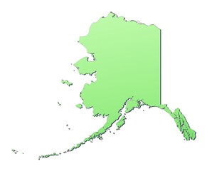 Alaska (USA) map filled with light green gradient