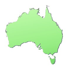 Australia map filled with light green gradient