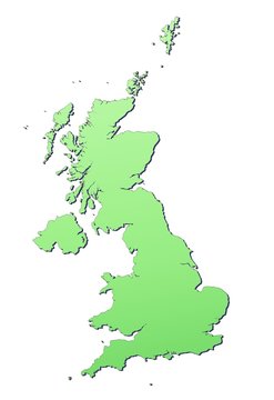 United Kingdom map filled with light green gradient