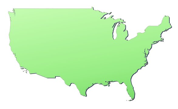 USA map filled with light green gradient