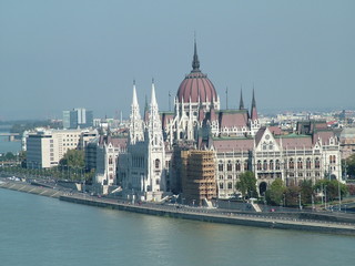 Fototapeta na wymiar Budapest Parliament along the river Danube