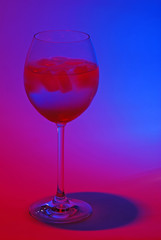 A cocktail in colorful light