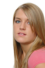 Naklejka premium Beautiful teen girl portrait on a white background